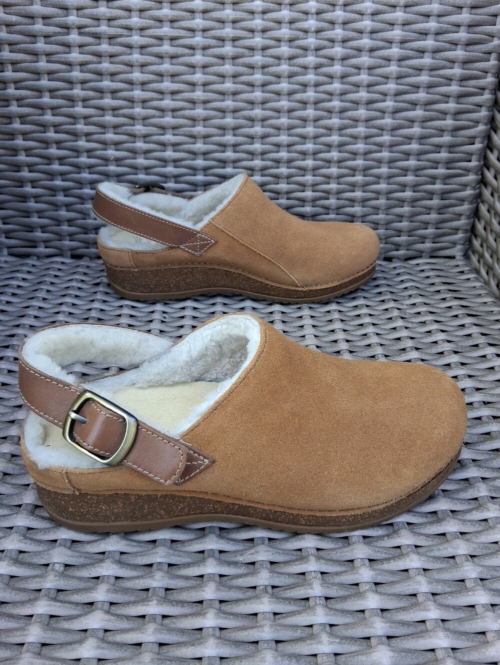 Dansko Tan Suede Fleece-Lined Slip-On Clog